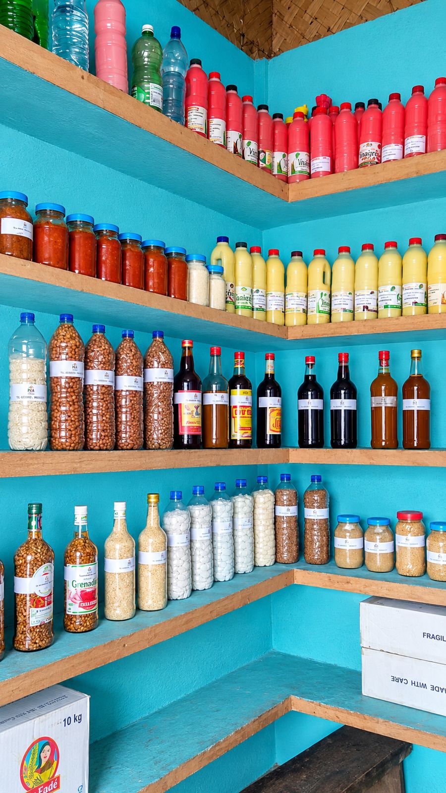 Étagères de produits de l'atelier